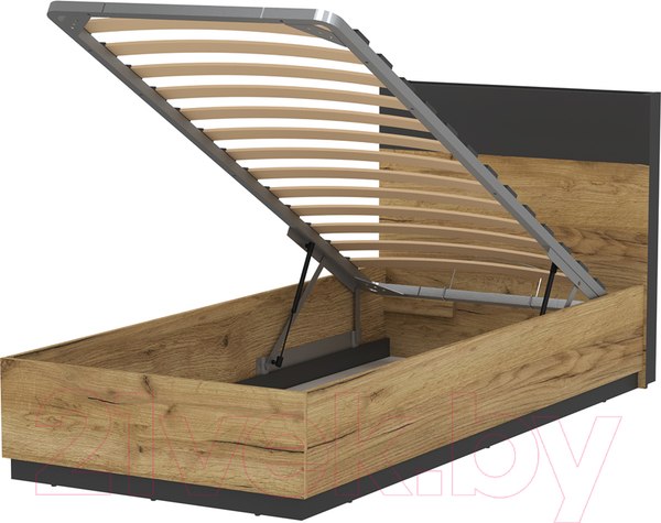 Изображение товара Односпальная кровать Интерлиния Loft LT-К90 90x200 (дуб золотой/антрацит)