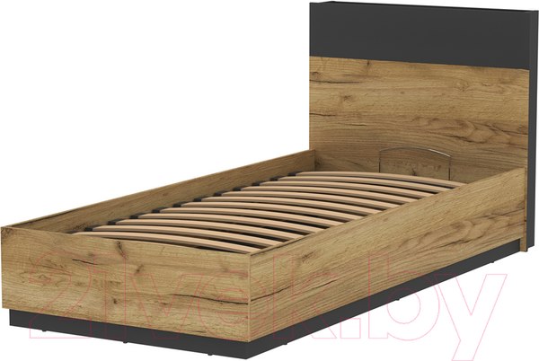 Изображение товара Односпальная кровать Интерлиния Loft LT-К90 90x200 (дуб золотой/антрацит)