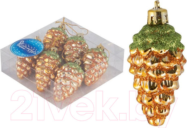 Изображение товара Набор елочных игрушек Волшебная страна Шишки / 007475 (6шт, золото)