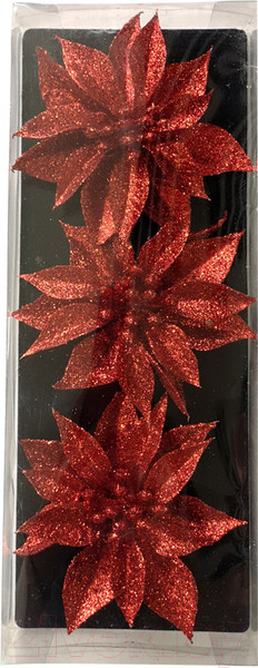 Изображение товара Набор елочных игрушек Волшебная страна Цветок / 007792 (3шт, красный)