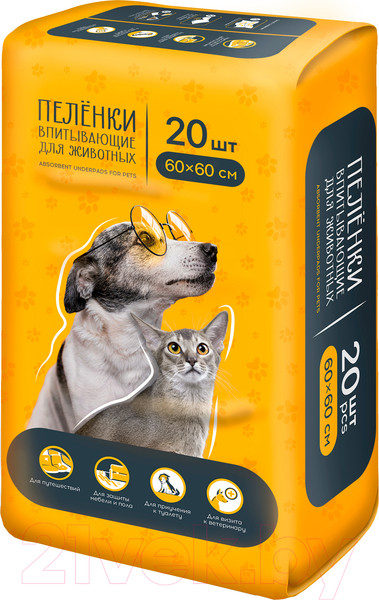 Изображение товара Одноразовая пеленка для животных LINO 60x60 (20шт)