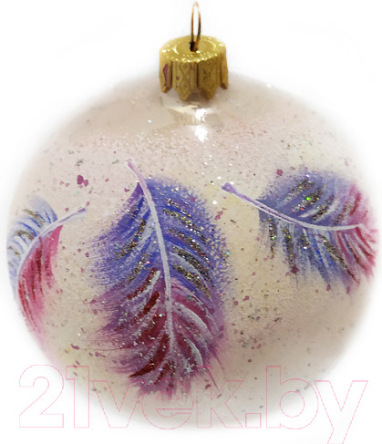 Изображение товара Шар новогодний Декарт Перышки 8Ш0045 (10см, розовый)