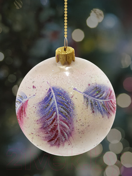 Изображение товара Шар новогодний Декарт Перышки 8Ш0045 (10см, розовый)