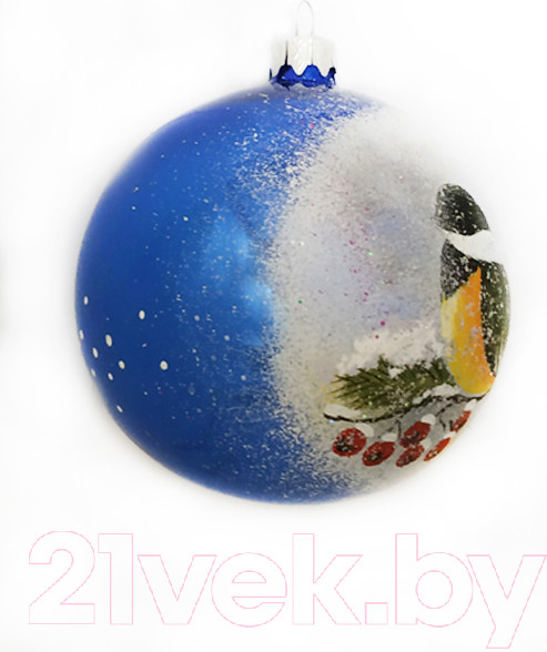 Изображение товара Шар новогодний Декарт Птичка-синичка 8Ш0046 (10см, синий)