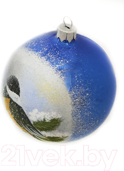 Изображение товара Шар новогодний Декарт Птичка-синичка 8Ш0046 (10см, синий)