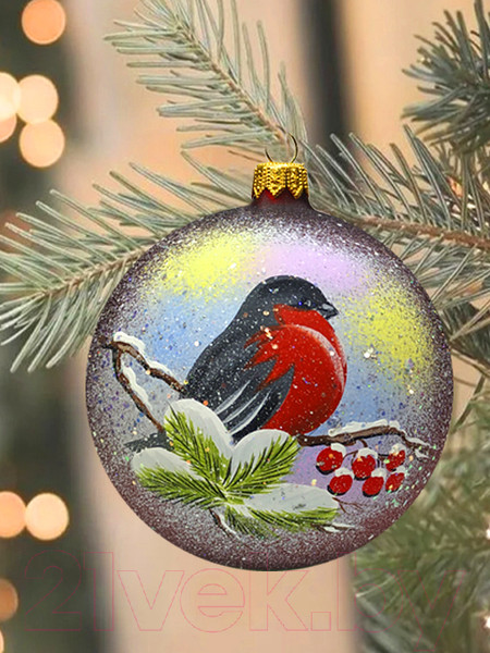 Изображение товара Шар новогодний Декарт Снигирь 8Ш0047 (10см, красный)