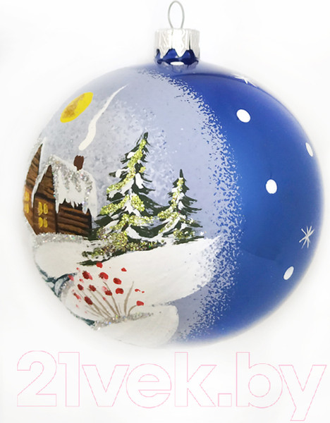 Изображение товара Шар новогодний Декарт Зимняя деревня 8Ш0036 (10см, синий)