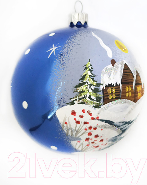 Изображение товара Шар новогодний Декарт Зимняя деревня 8Ш0036 (10см, синий)