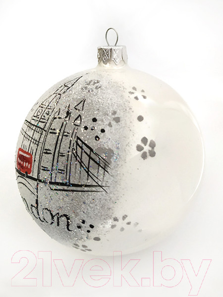 Изображение товара Шар новогодний Декарт Лондон Дабл 8Ш0038 (10см, серебристый)