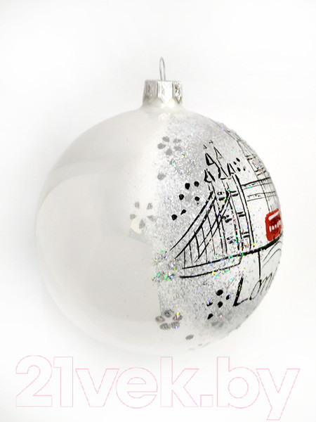 Изображение товара Шар новогодний Декарт Лондон Дабл 8Ш0038 (10см, серебристый)