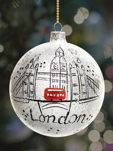 Изображение товара Шар новогодний Декарт Лондон Дабл 8Ш0038 (10см, серебристый)