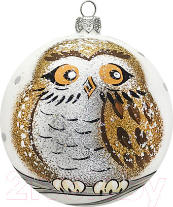 Изображение товара Шар новогодний Декарт Совушка 8Ш0041 (10см, белый)