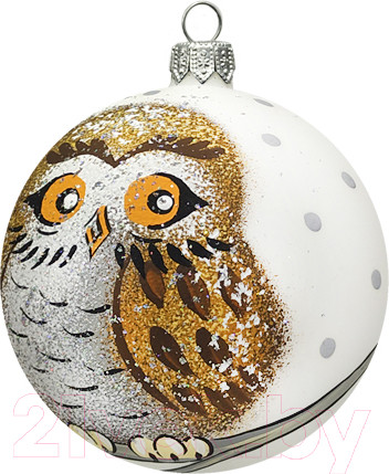 Изображение товара Шар новогодний Декарт Совушка 8Ш0041 (10см, белый)