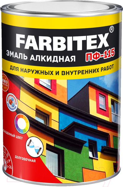 Изображение товара Эмаль Farbitex ПФ-115 (400г, ярко-зеленый)