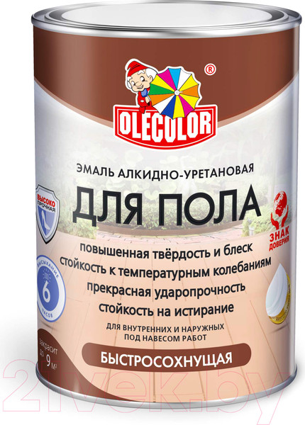 Изображение товара Эмаль Olecolor Для пола алкидно-уретановая быстросохнущая (1.8кг, серый)