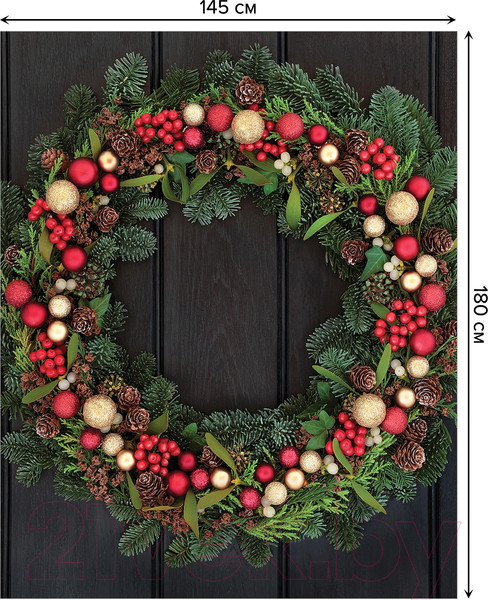 Изображение товара Скатерть JoyArty Рождественный венок на досках / tc_37153 (180x145)