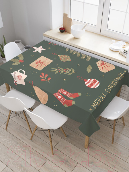 Изображение товара Скатерть JoyArty Рождественская атрибутика / tc_380815 (180x145)