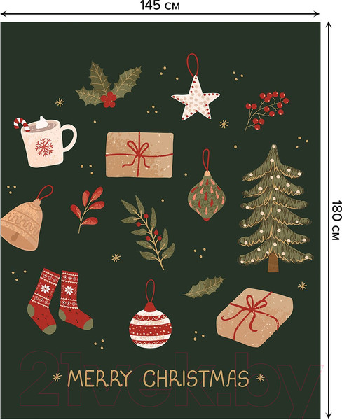 Изображение товара Скатерть JoyArty Рождественская атрибутика / tc_380815 (180x145)