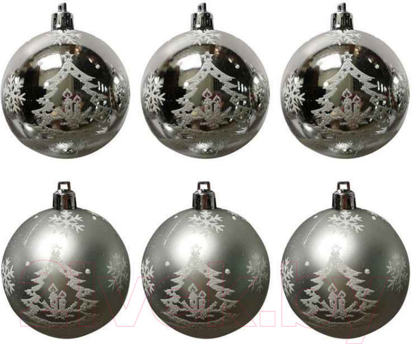 Изображение товара Набор шаров новогодних Волшебная страна Елочка / 007499 (6шт)