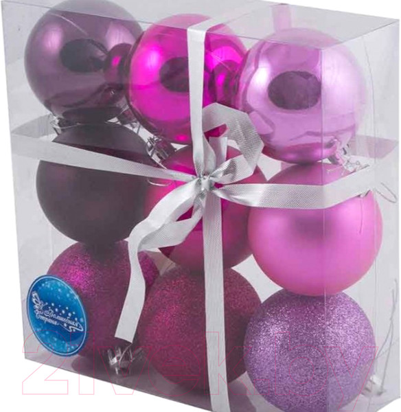 Изображение товара Набор шаров новогодних Волшебная страна Фуксия / 001276 (9шт)