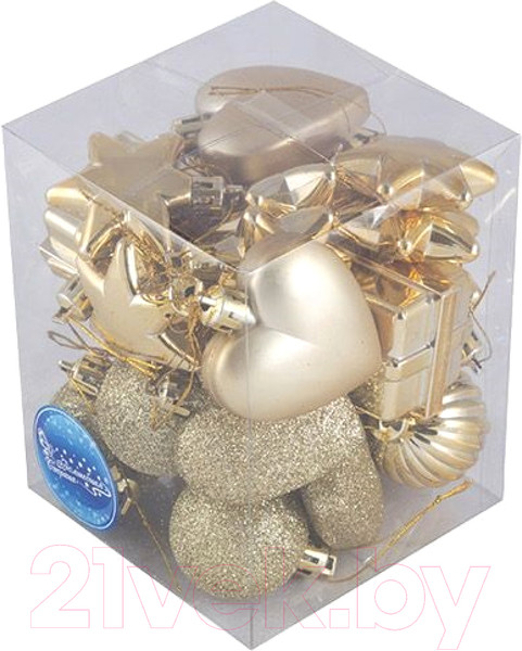 Изображение товара Набор елочных игрушек Волшебная страна Ассорти / 007443 (24шт, золото)
