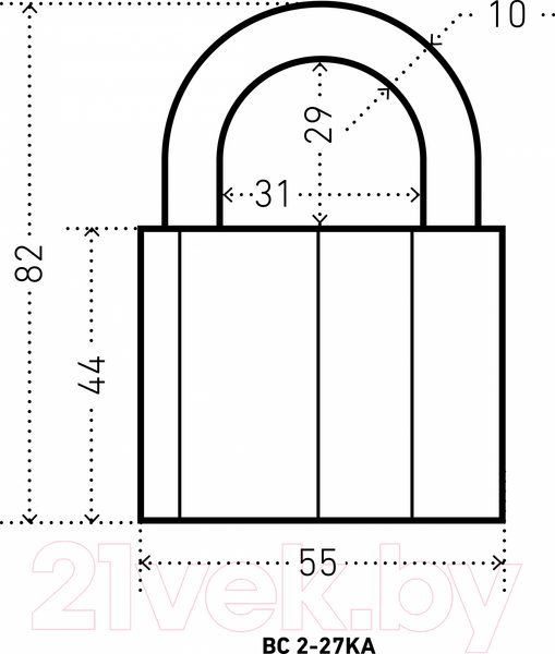 Изображение товара Замок навесной Аллюр ВС2-27КА Тип 1