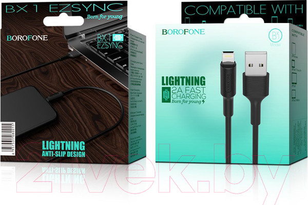 Изображение товара Кабель Borofone BX1 USB Lightning 1/50/200 (черный)