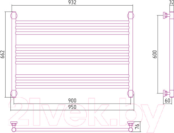 Изображение товара Полотенцесушитель водяной Сунержа Богема L 60x90 / 00-0202-6090