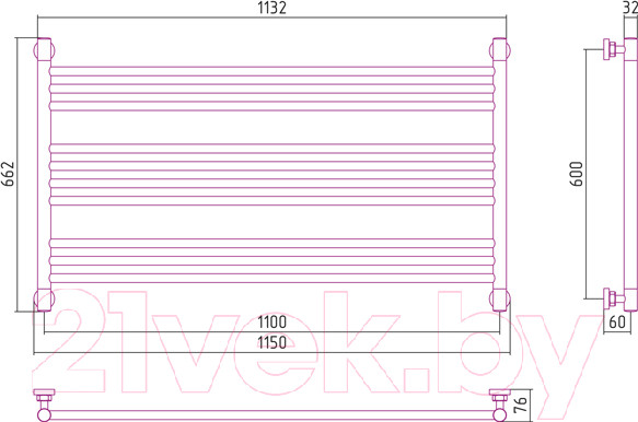Изображение товара Полотенцесушитель водяной Сунержа Богема L 60x110 / 00-0202-6011