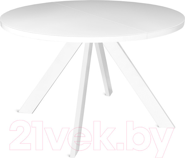 Изображение товара Обеденный стол Listvig Oliver раздвижной D120-160x750 (белый/белый)