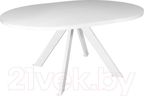 Изображение товара Обеденный стол Listvig Oliver раздвижной D120-160x750 (белый/белый)