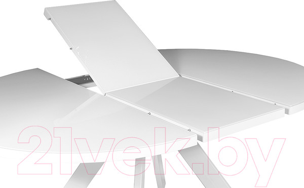 Изображение товара Обеденный стол Listvig Oliver раздвижной D120-160x750 (белый/белый)