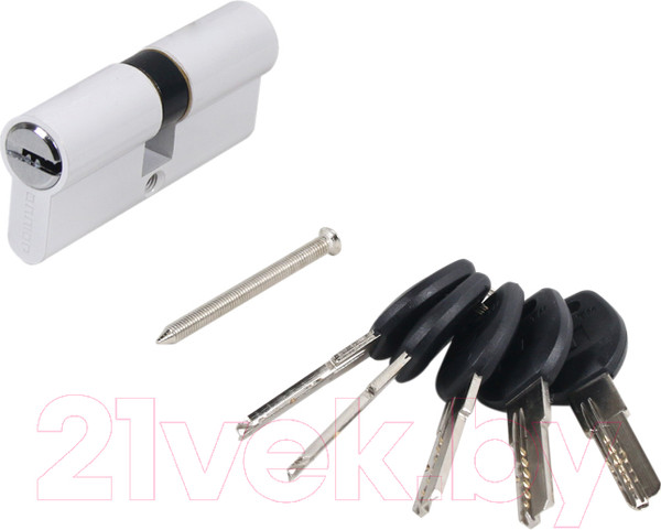 Изображение товара Цилиндровый механизм замка Аллюр HD F 70-5K White перфорированный ключ (белый)