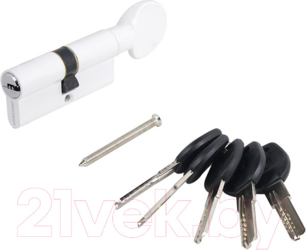 Изображение товара Цилиндровый механизм замка Аллюр HD FG 70-5K White вертушка перфорированный ключ (белый)