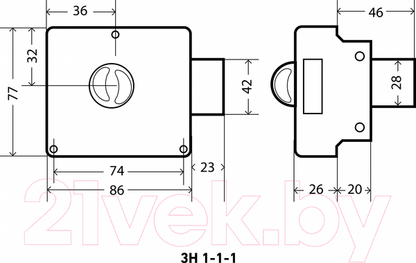 Изображение товара Замок накладной Аллюр ЗН 1-1-1