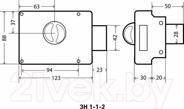 Изображение товара Замок накладной Аллюр ЗН 1-1-2