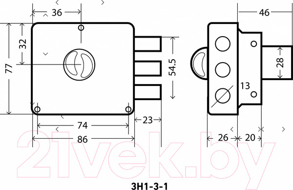 Изображение товара Замок накладной Аллюр ЗН 1-3-1
