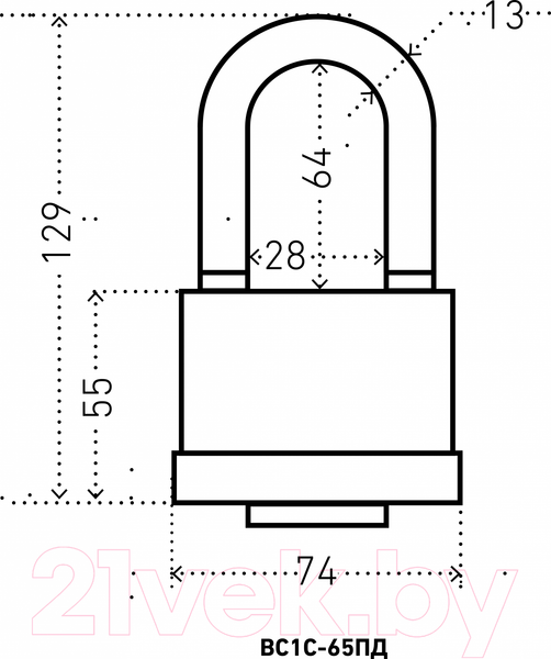 Изображение товара Замок навесной Аллюр ВС1С-65ПД
