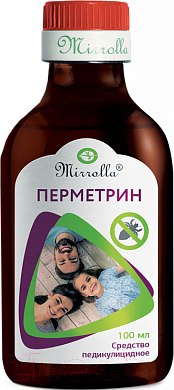 Изображение товара Шампунь для волос Mirrolla Перметрин Фора+ Педикулицидный (100мл)