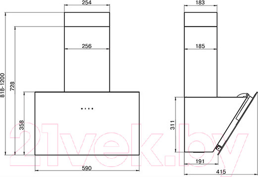 Изображение товара Вытяжка наклонная Elikor Антрацит 60П-650-Е3Д (белый/белое стекло)