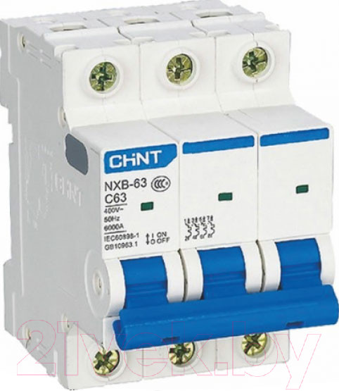 Изображение товара Выключатель автоматический Chint NXB-63 3P 4A 6kA (B) / 814193