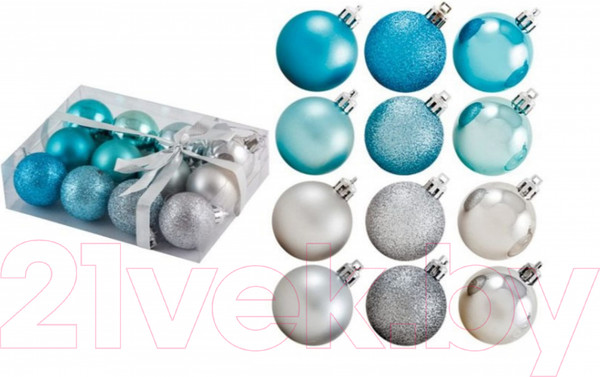 Изображение товара Набор шаров новогодних Волшебная страна Иней / 001268 (12шт)