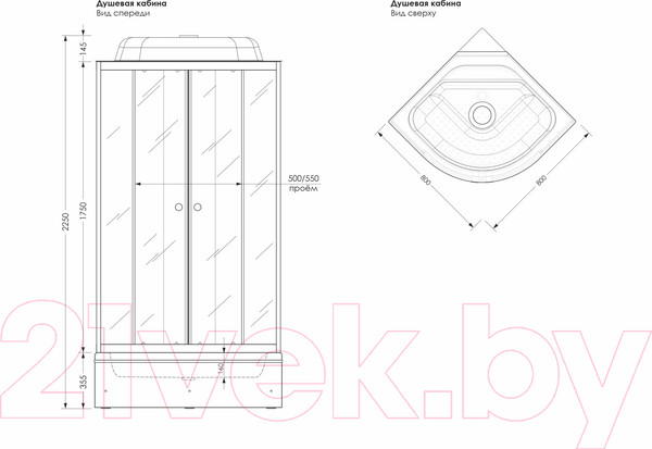 Изображение товара Душевая кабина МетаКам Classic V3 80x80x225 (прозрачное стекло)