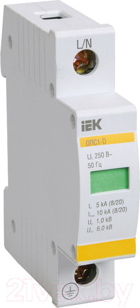 Изображение товара Ограничитель перенапряжения IEK ОПС1-B 1р MOP20-1-B