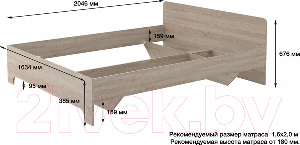 Изображение товара Каркас кровати Горизонт Мебель Victor (сонома)