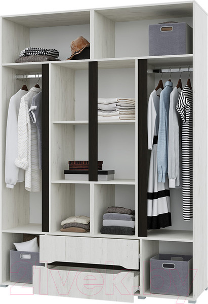 Изображение товара Шкаф Горизонт Мебель Вега 4-х ств. 2 ящика (прованс)