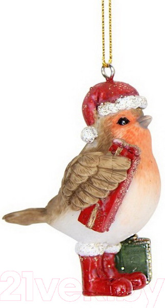 Изображение товара Елочная игрушка Gisela Graham Limited Flower Fairies. Снегирь с подарками / 13824-1