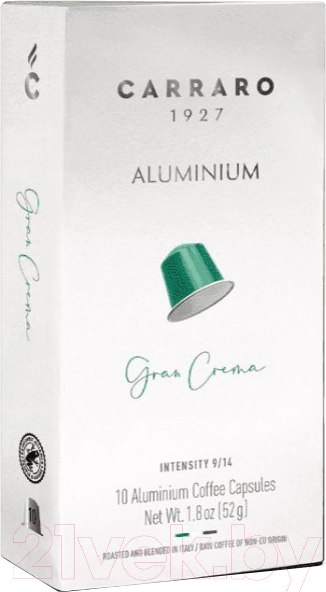 Изображение товара Кофе в капсулах Carraro Gran Crema ALL стандарта Nespresso (10x5.2г)