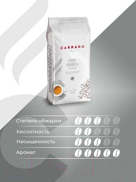 Изображение товара Кофе в зернах Carraro Globo Puro Arabica  (1кг)