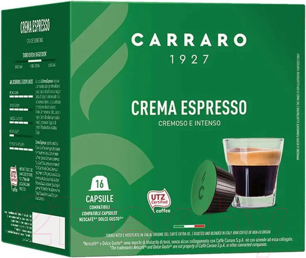 Изображение товара Кофе в капсулах Carraro Crema Espresso стандарта Dolce Gusto (16x7г)